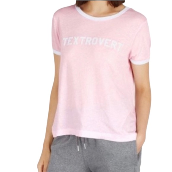Wildfox | Textrovert Johnny Ringer Graphic Tee | Baby Pink & White - Picture 3 of 8